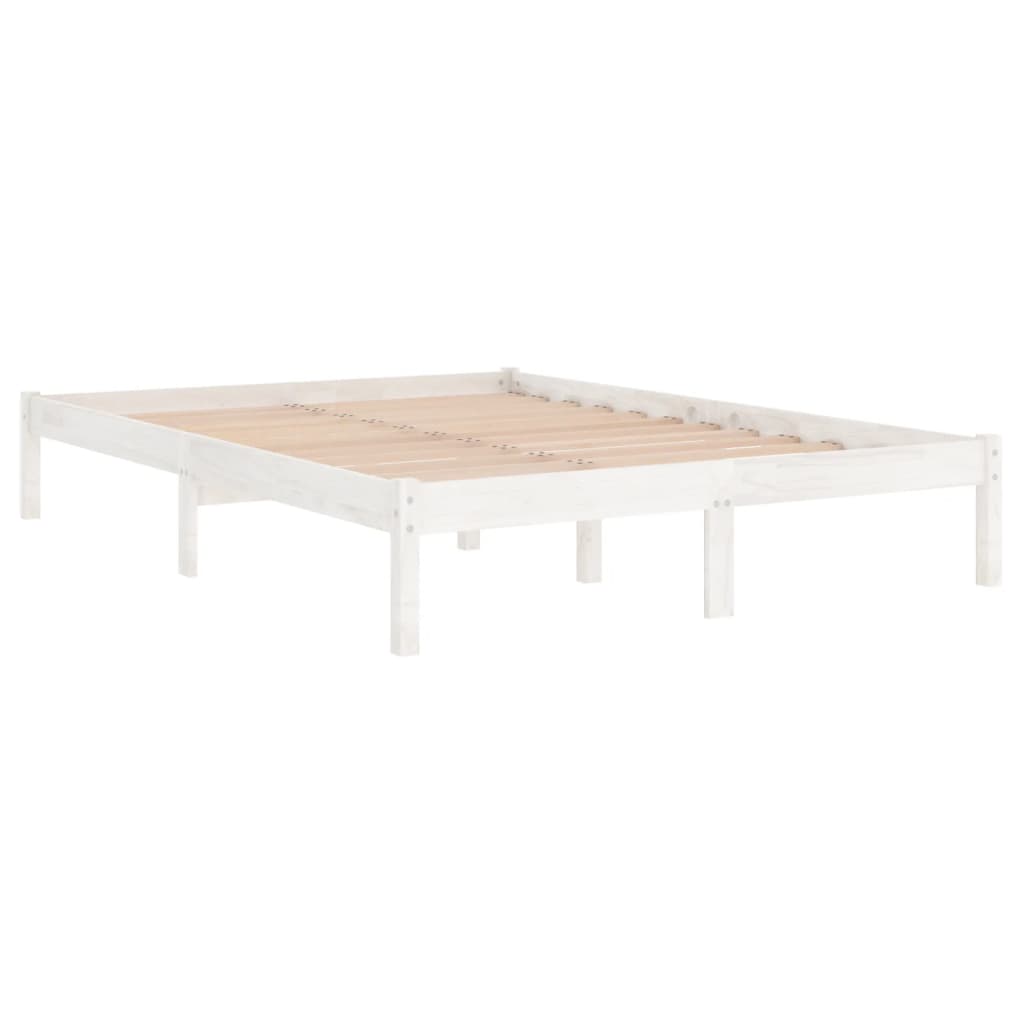 Estrutura de cama 140x190 cm madeira maciça branco