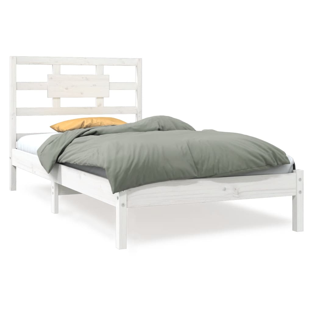 Estrutura de cama 100x200 cm madeira maciça branco