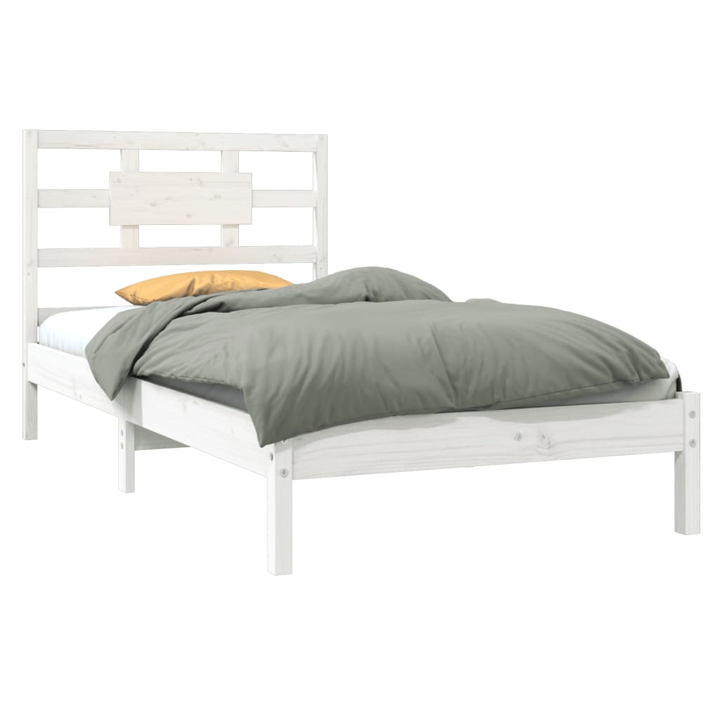 Estrutura de cama 100x200 cm madeira maciça branco