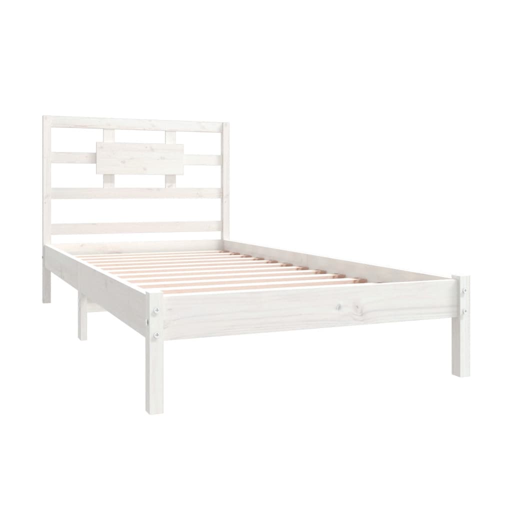 Estrutura de cama 100x200 cm madeira maciça branco