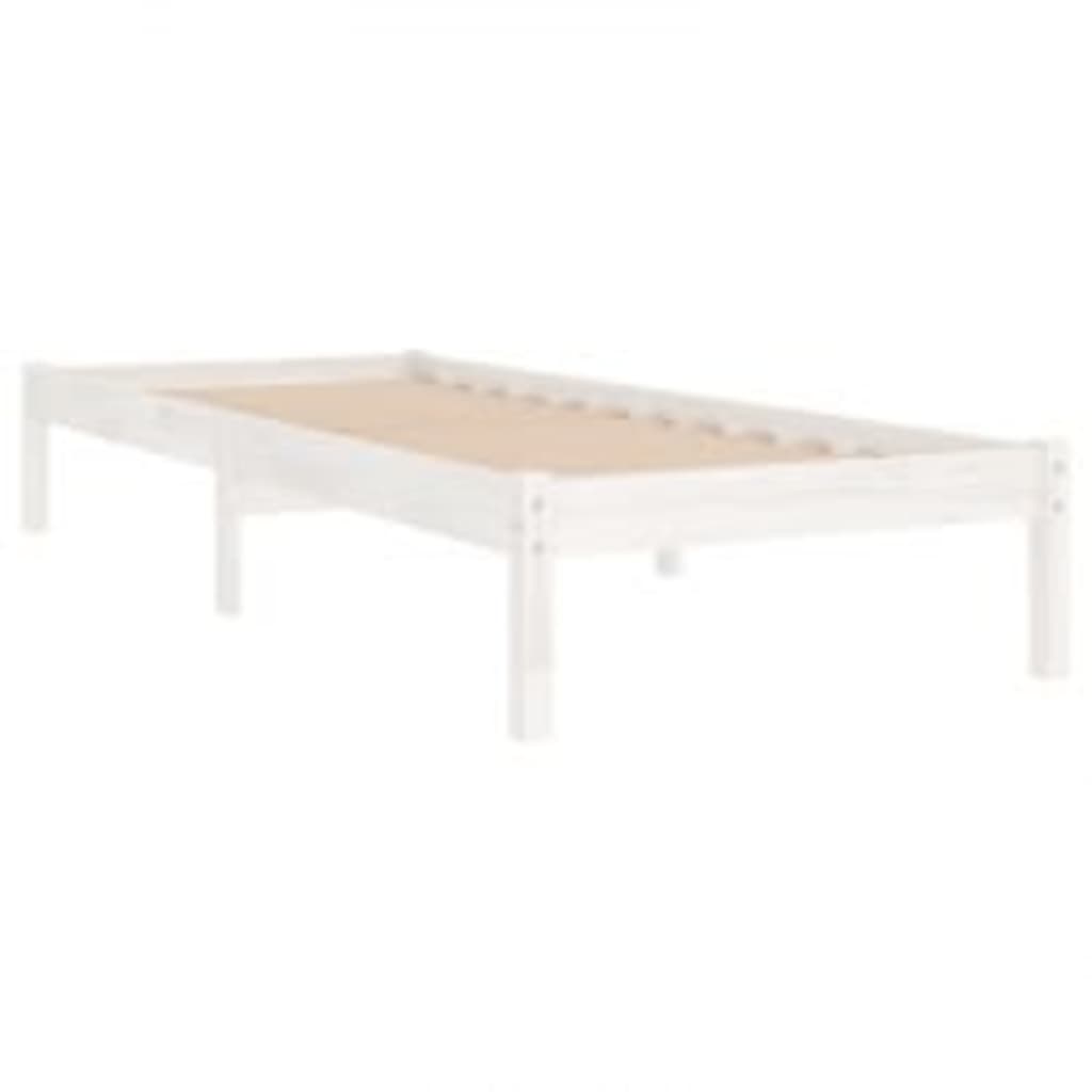 Estrutura de cama 100x200 cm madeira maciça branco