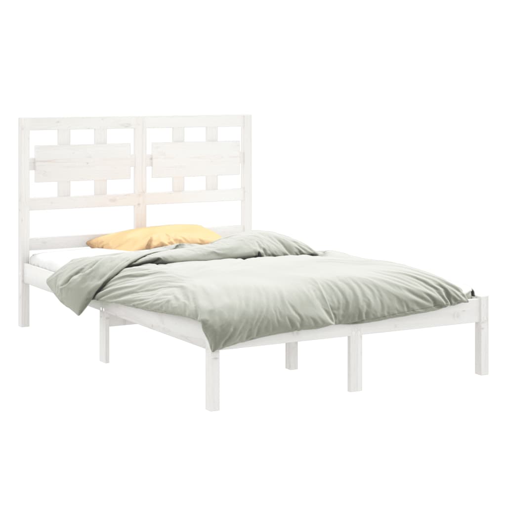 Estrutura de cama 140x200 cm madeira maciça branco