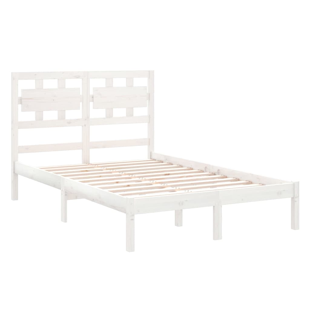 Estrutura de cama 140x200 cm madeira maciça branco