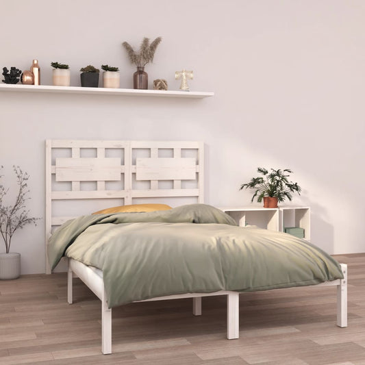 Estrutura de cama 140x200 cm madeira maciça branco