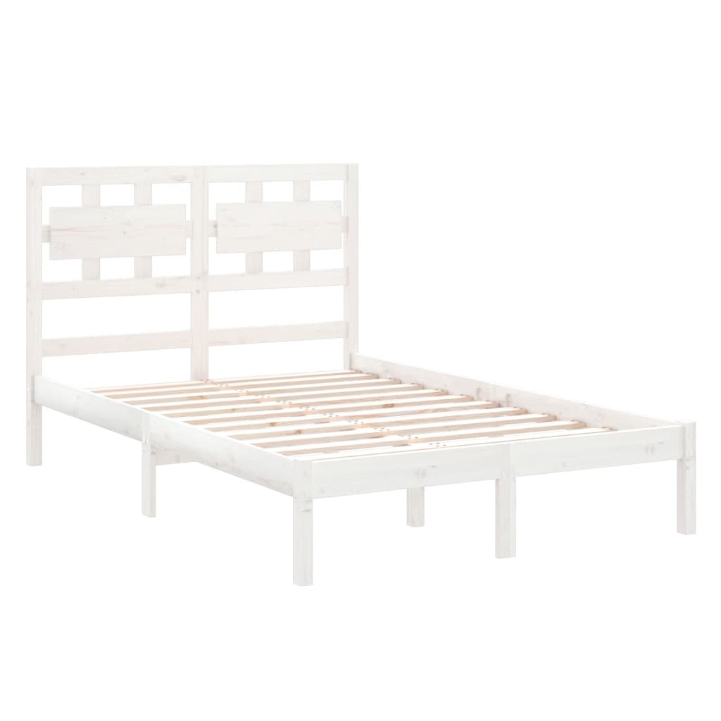 Estrutura de cama king 150x200 cm madeira maciça branco