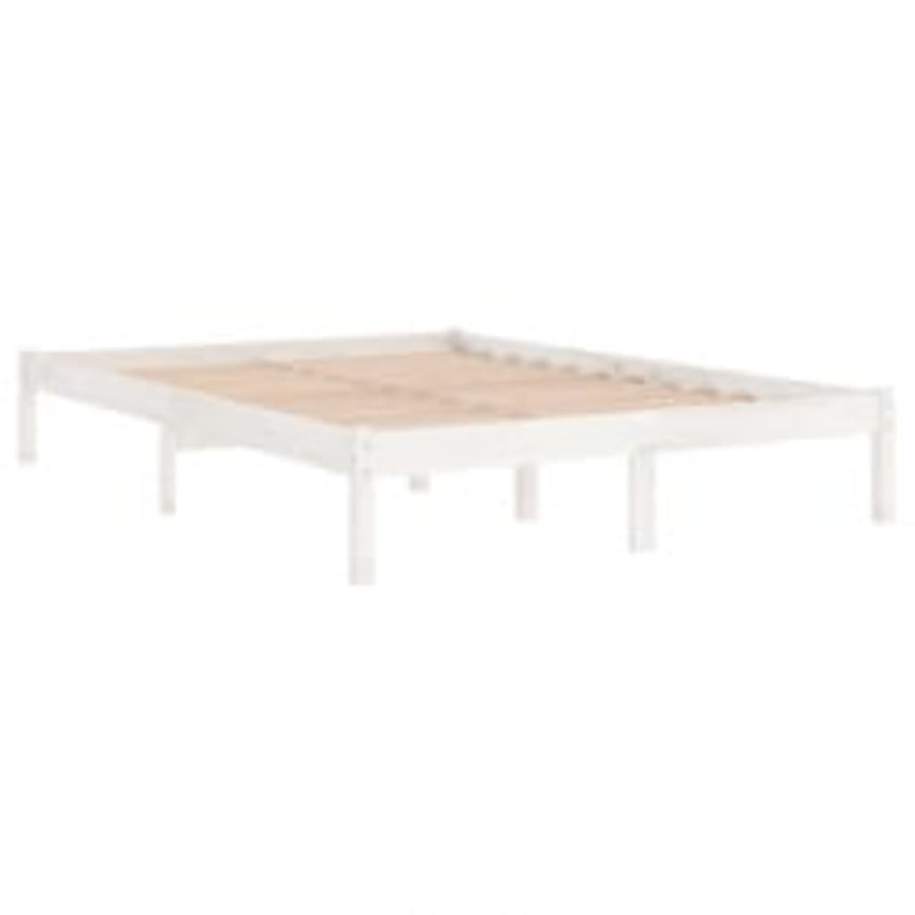 Estrutura de cama king 150x200 cm madeira maciça branco