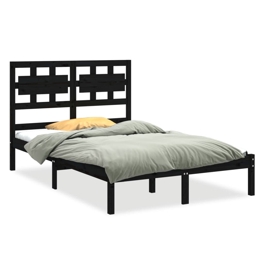 Estrutura de cama king 150x200 cm madeira maciça preto