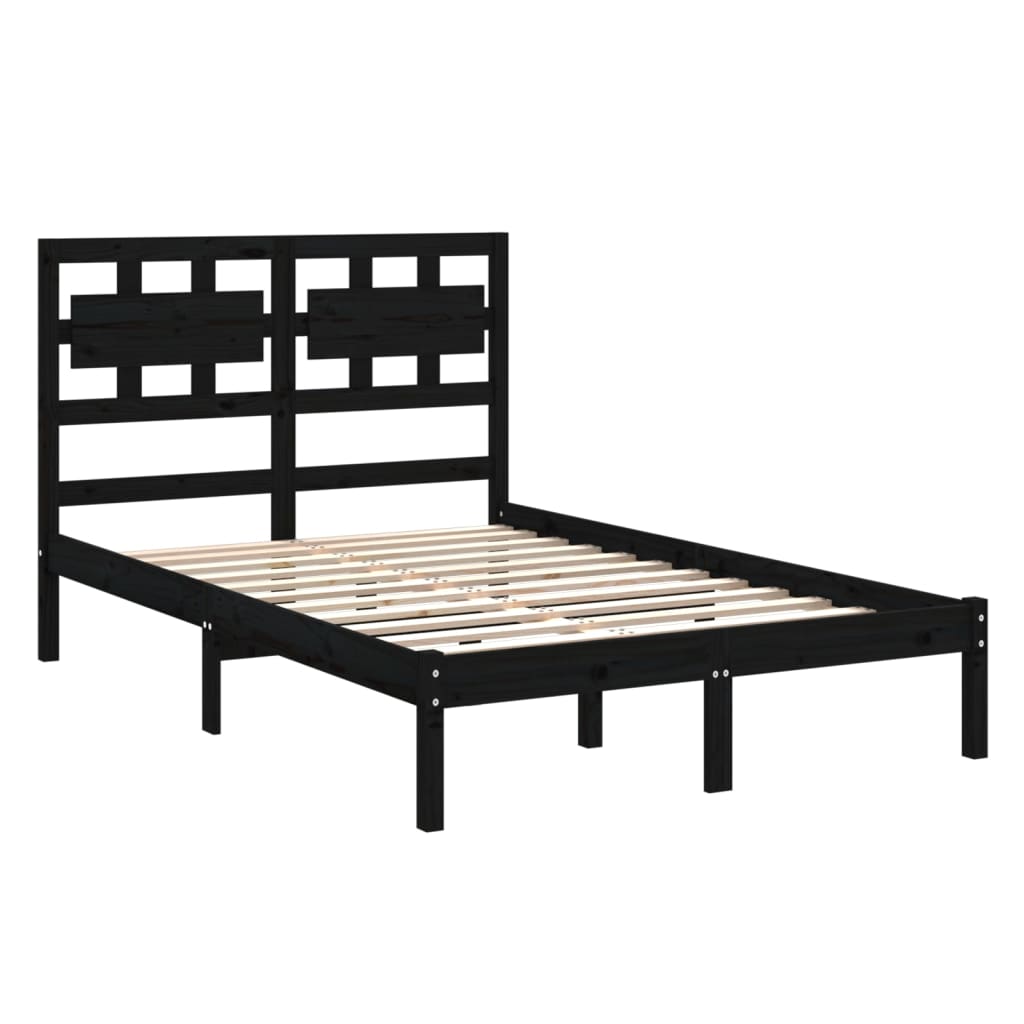 Estrutura de cama king 150x200 cm madeira maciça preto