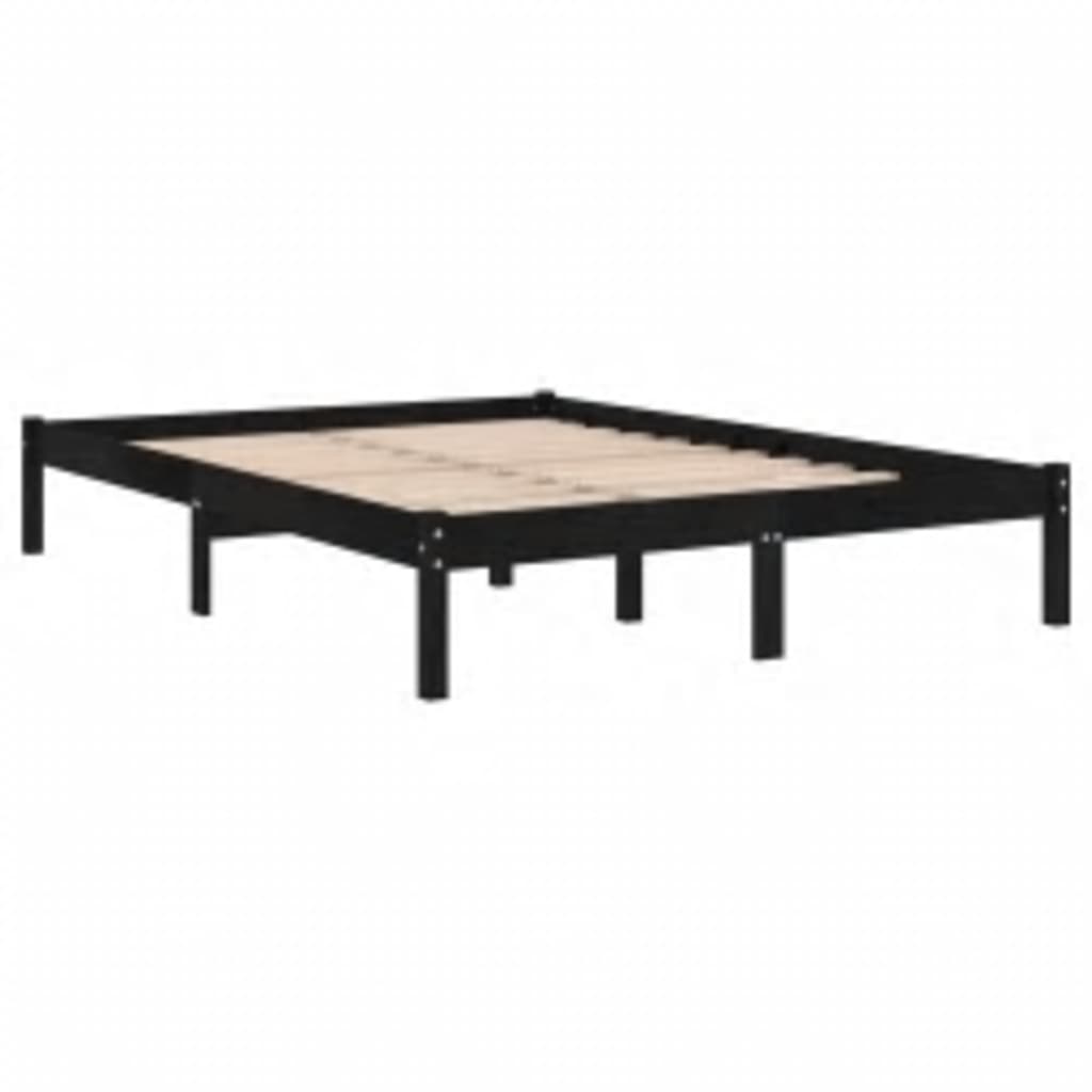 Estrutura de cama king 150x200 cm madeira maciça preto