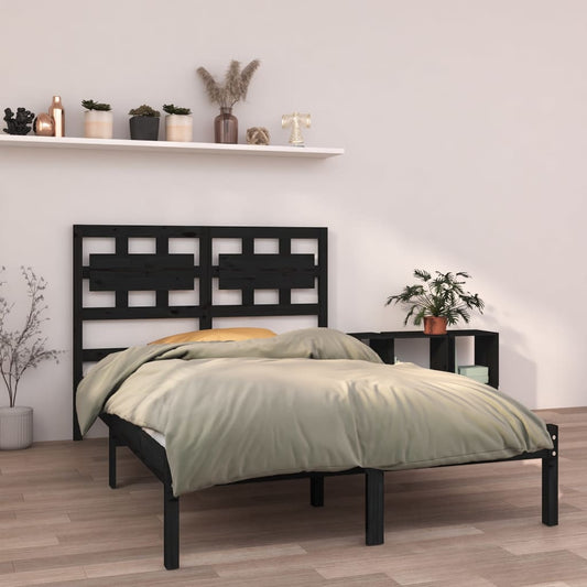 Estrutura de cama king 150x200 cm madeira maciça preto