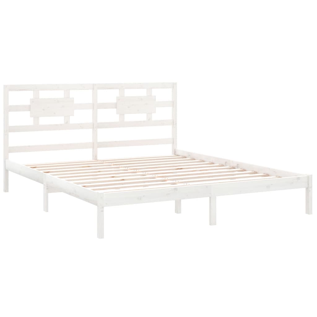 Estrutura de cama 160x200 cm madeira maciça branco