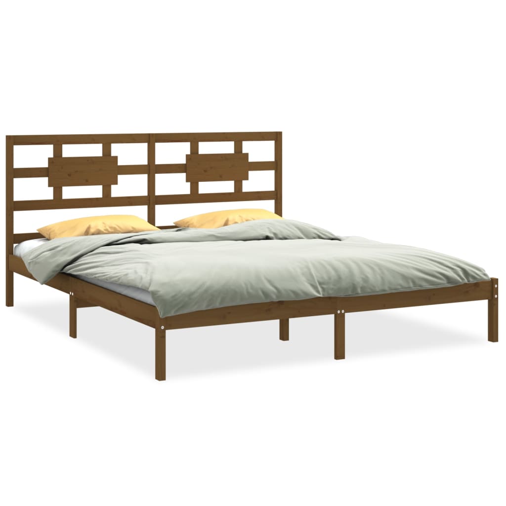 Estrutura de cama 160x200 cm madeira maciça castanho mel