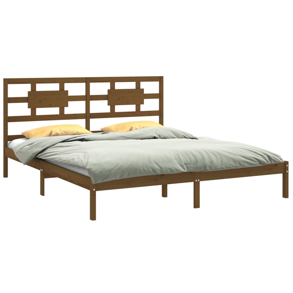 Estrutura de cama 160x200 cm madeira maciça castanho mel