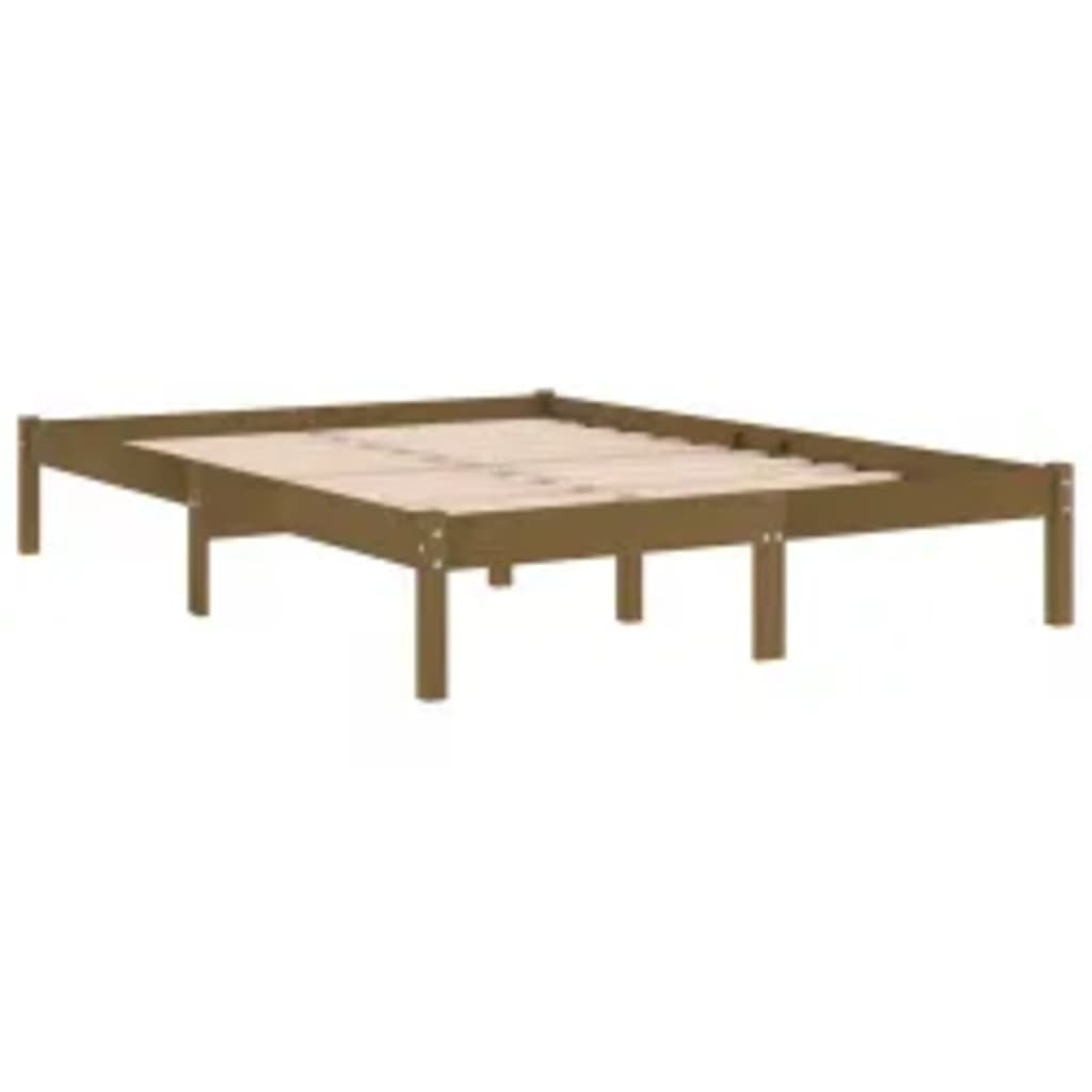 Estrutura de cama 160x200 cm madeira maciça castanho mel