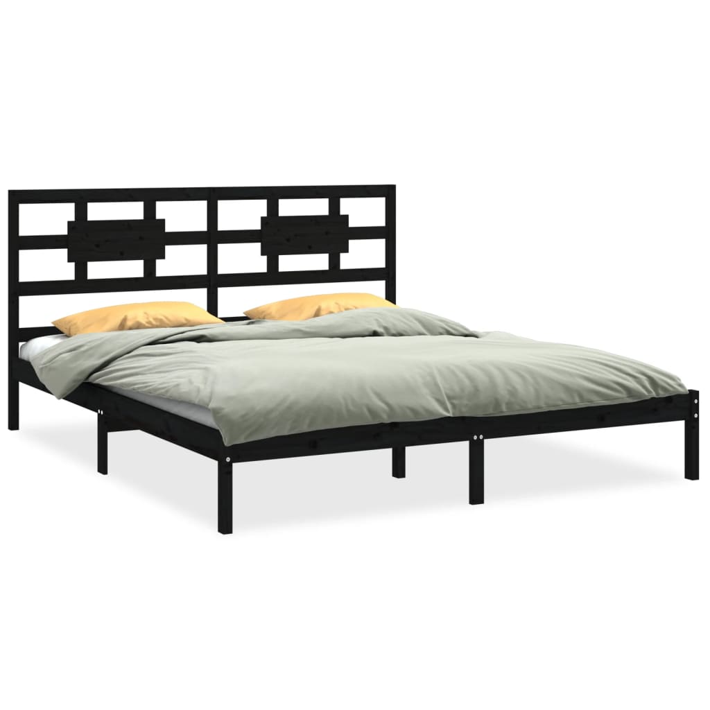 Estrutura de cama 160x200 cm pinho maciço preto