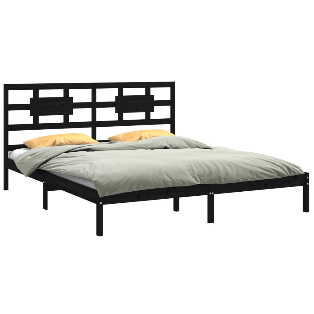 Estrutura de cama 160x200 cm pinho maciço preto