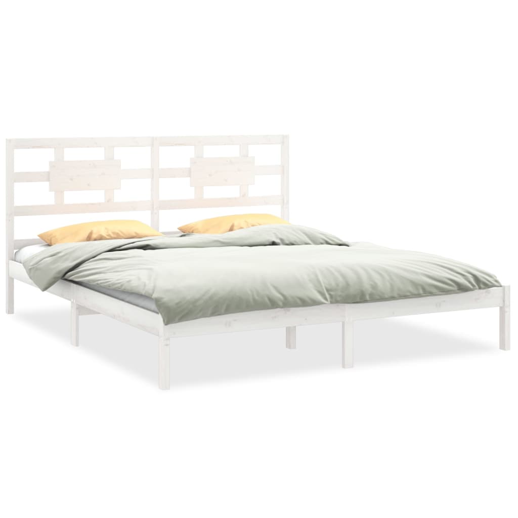 Estrutura de cama super king pinho maciço 180x200 cm branco