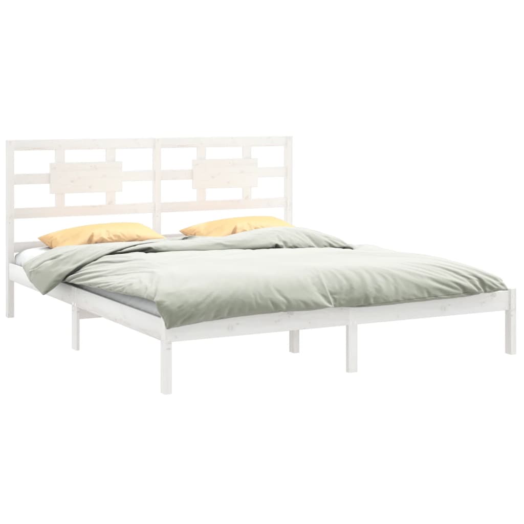 Estrutura de cama super king pinho maciço 180x200 cm branco