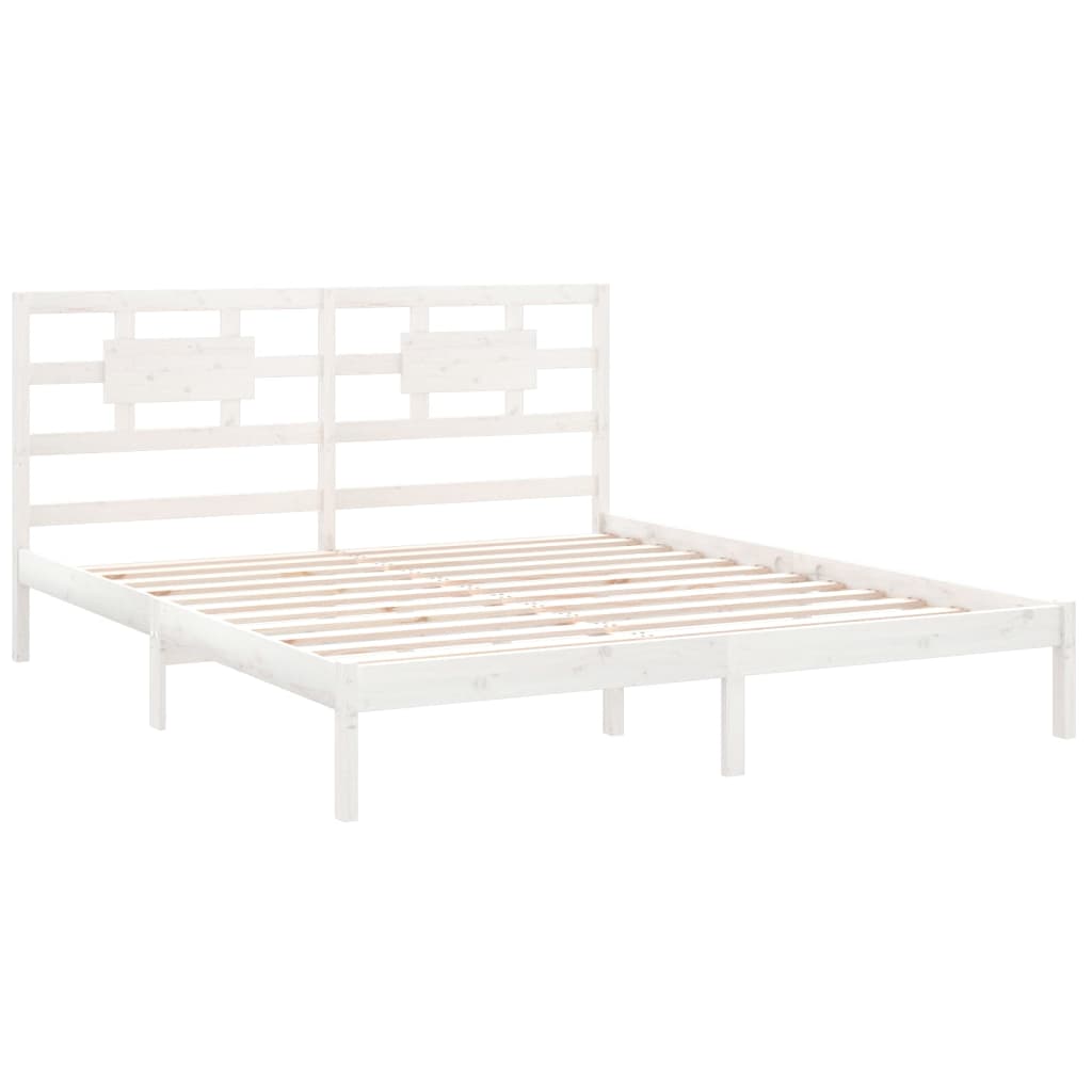 Estrutura de cama super king pinho maciço 180x200 cm branco