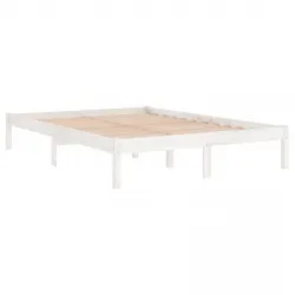 Estrutura de cama super king pinho maciço 180x200 cm branco