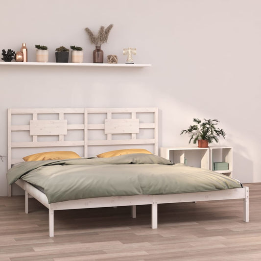 Estrutura de cama super king pinho maciço 180x200 cm branco