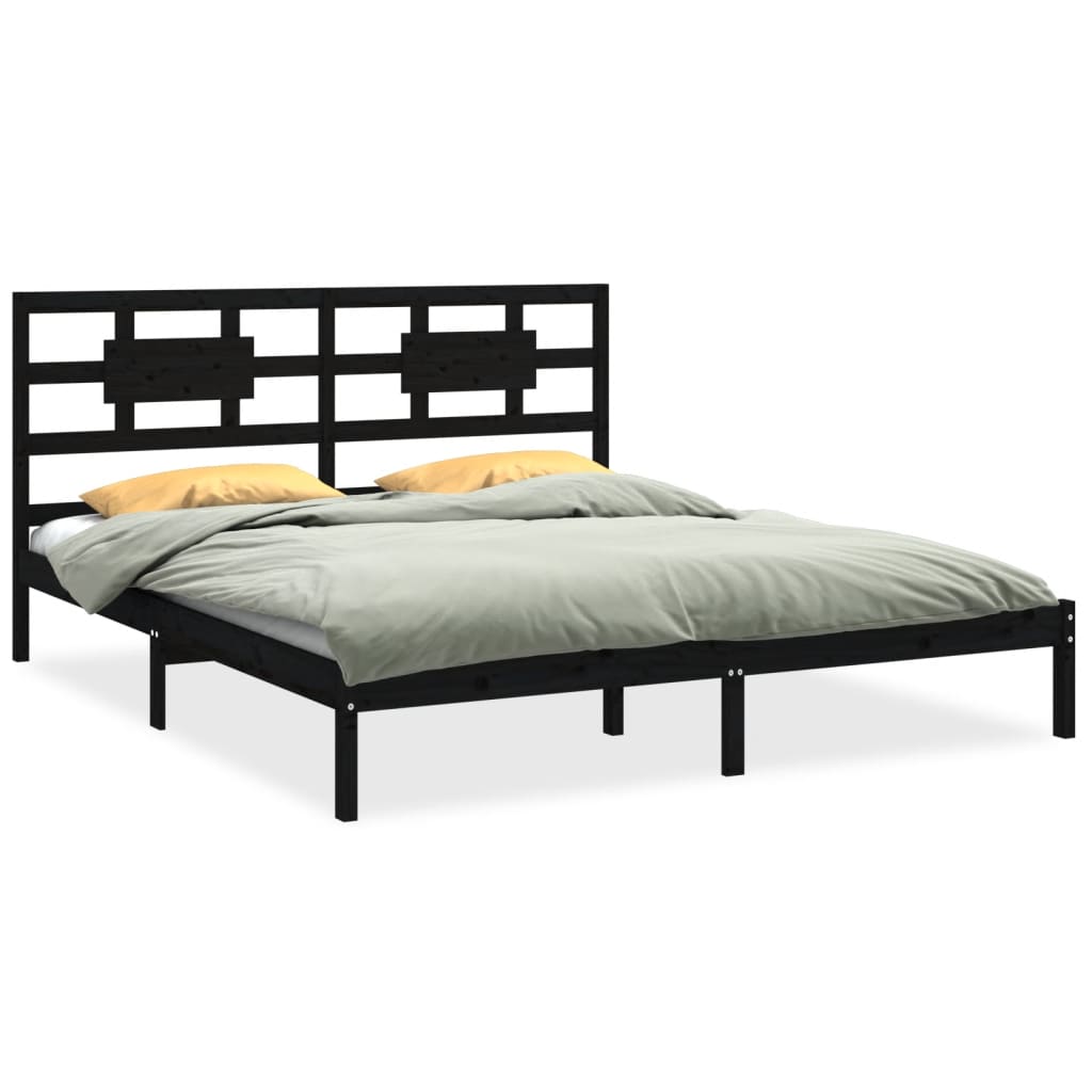 Estrutura de cama super king 180x200 cm madeira maciça preto