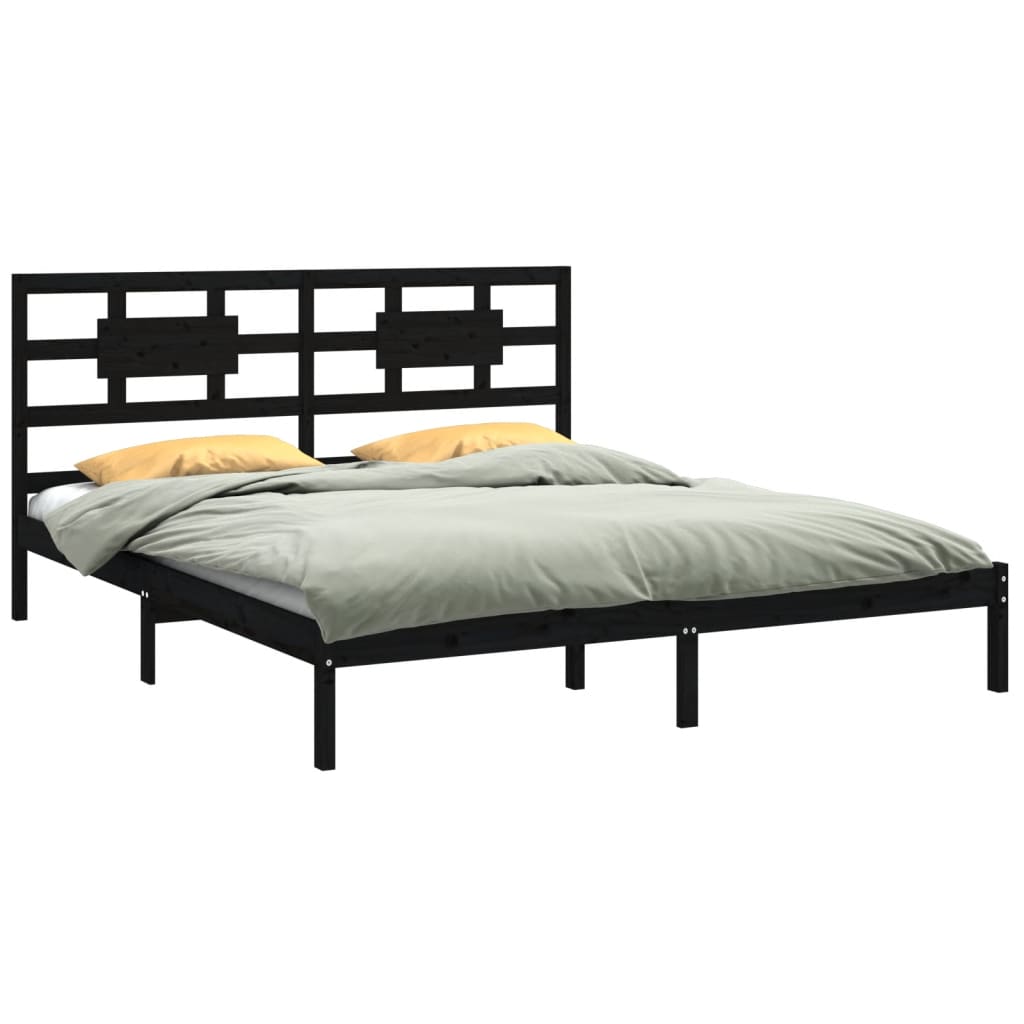 Estrutura de cama super king 180x200 cm madeira maciça preto