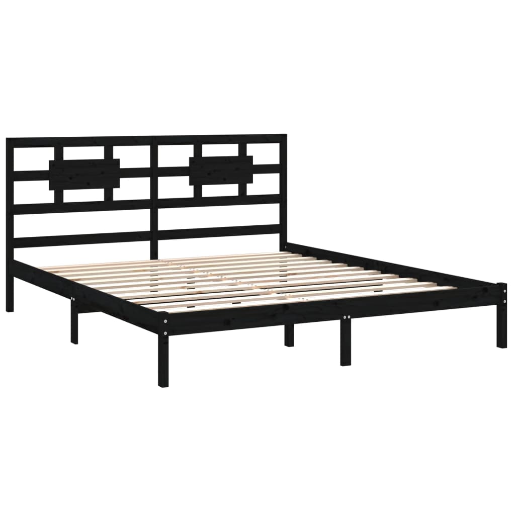 Estrutura de cama super king 180x200 cm madeira maciça preto