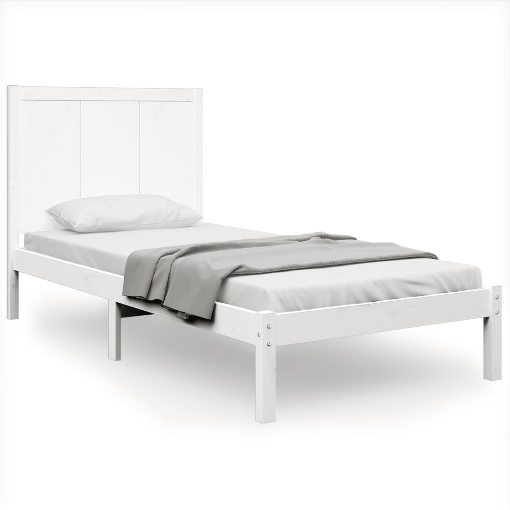 Estrutura de cama pequena solteiro 75x190cm pinho maciço branco