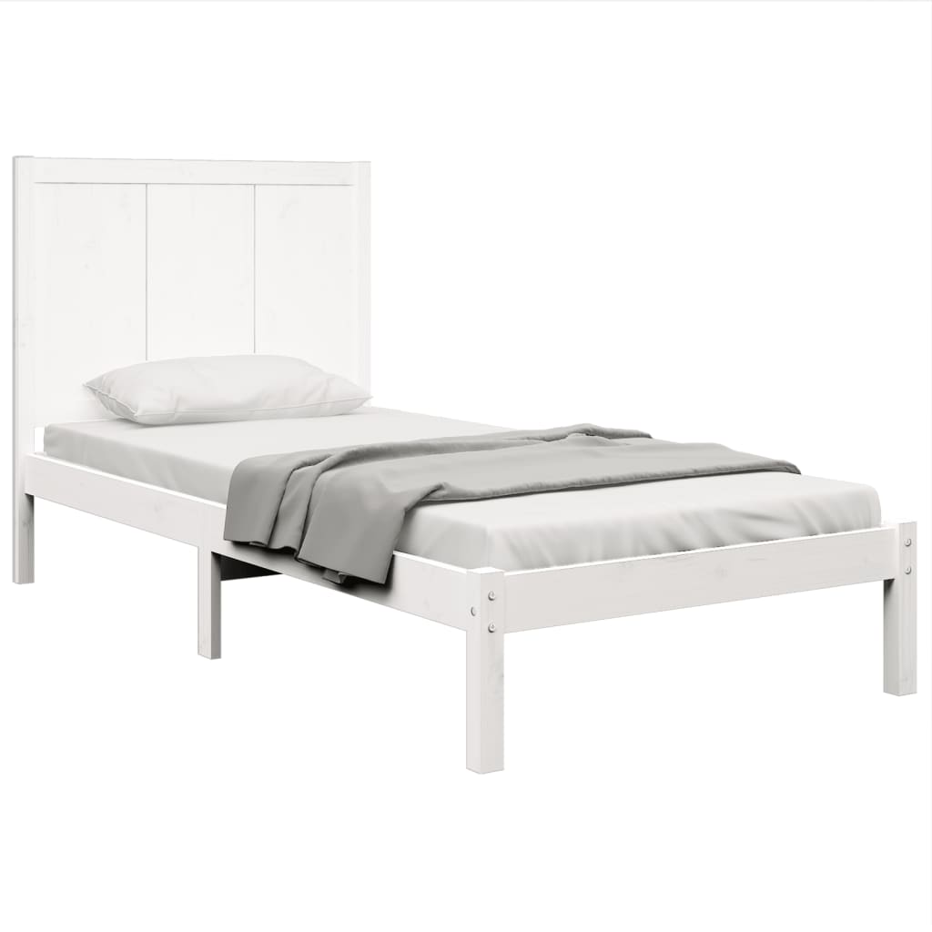 Estrutura de cama pequena solteiro 75x190cm pinho maciço branco