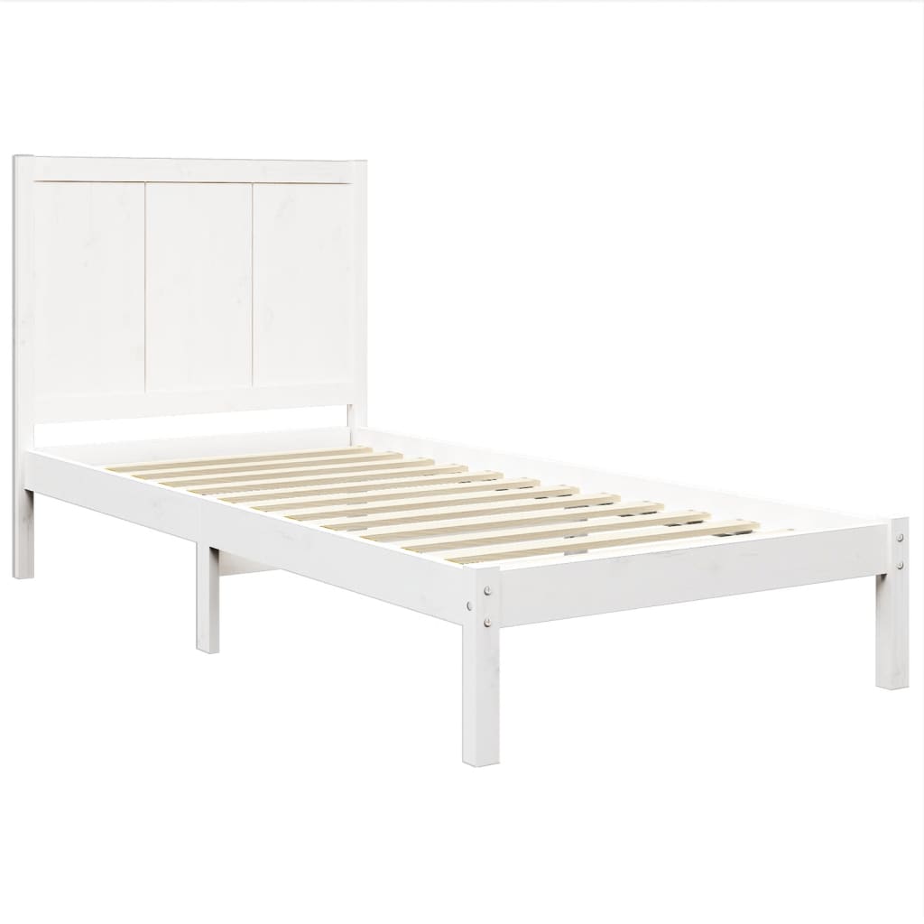 Estrutura de cama pequena solteiro 75x190cm pinho maciço branco