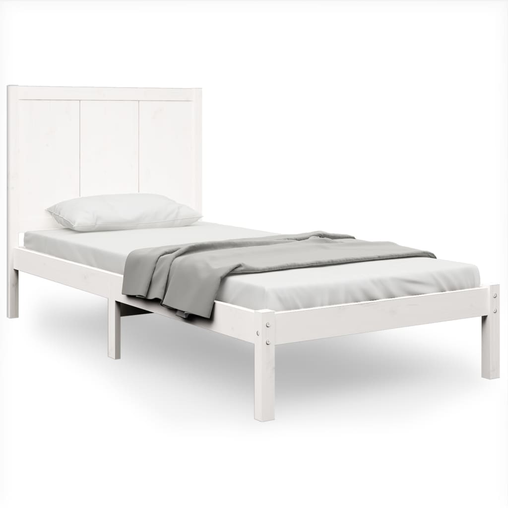 Estrutura de cama solteiro 90x190 cm pinho maciço branco