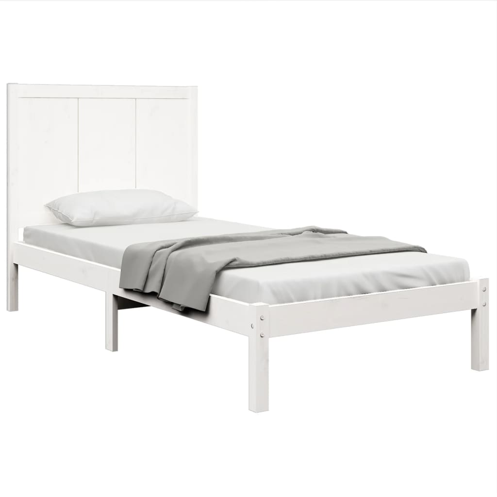 Estrutura de cama solteiro 90x190 cm pinho maciço branco