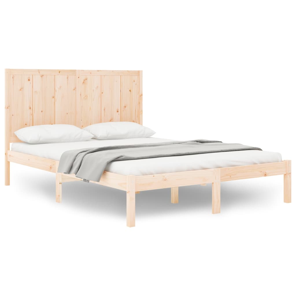 Estrutura de cama dupla pequena 4FT 120x190 cm pinho maciço