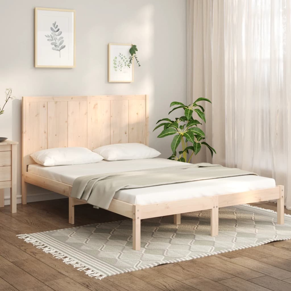 Estrutura de cama dupla pequena 4FT 120x190 cm pinho maciço