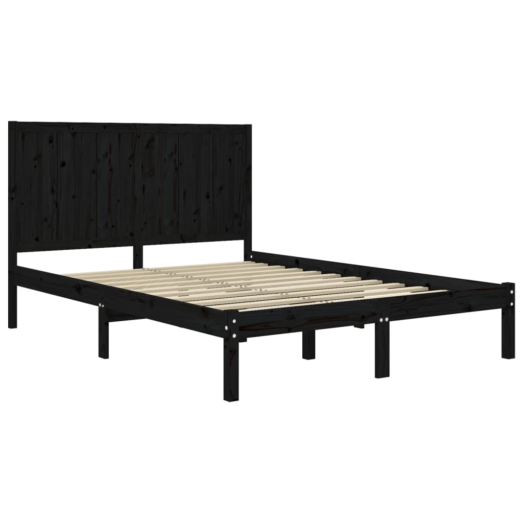 Estrutura de cama pequena casal 120x190 cm pinho maciço preto