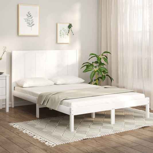 Estrutura de cama casal 135x190 cm pinho maciço branco