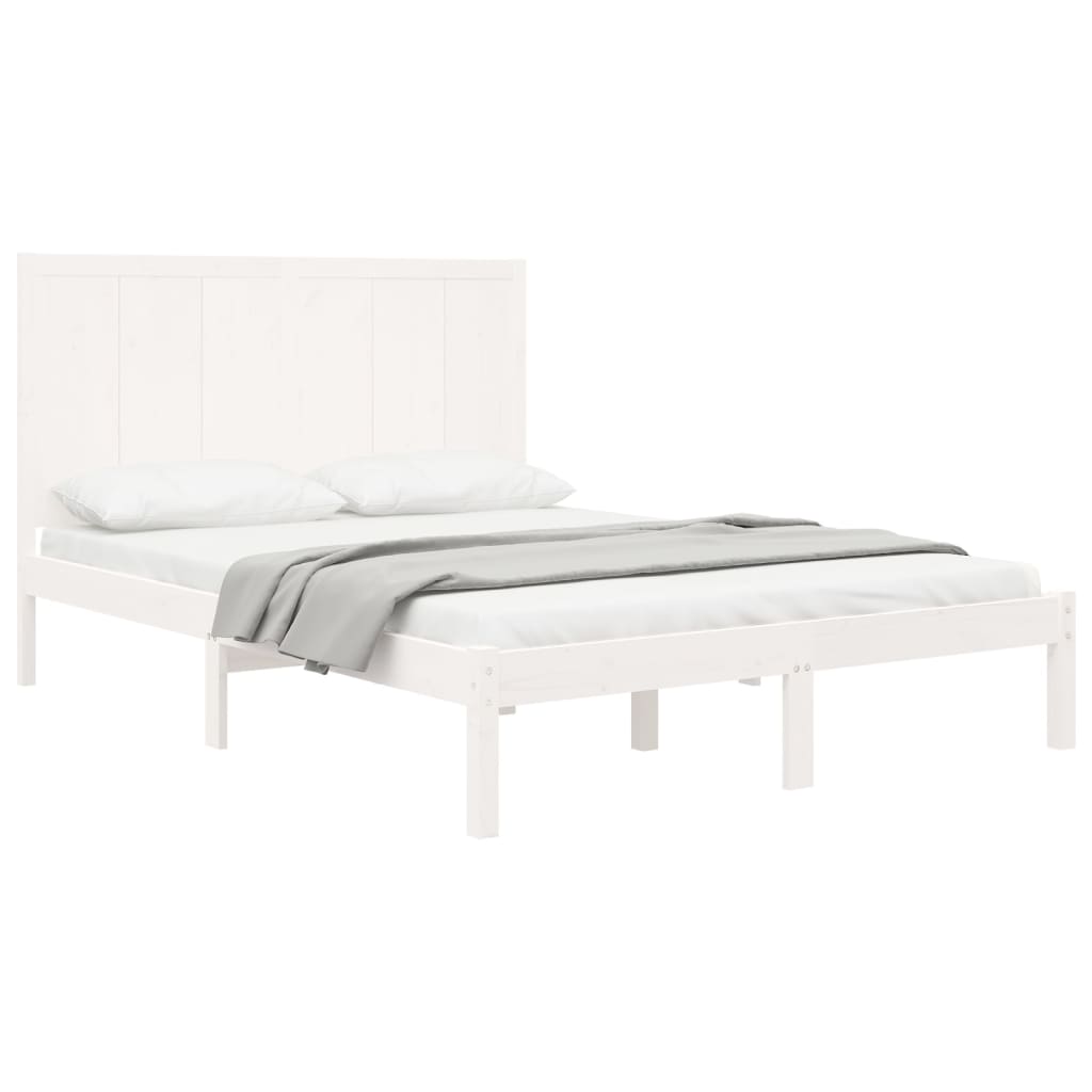 Estrutura de cama 140x190 cm madeira de pinho maciça branco