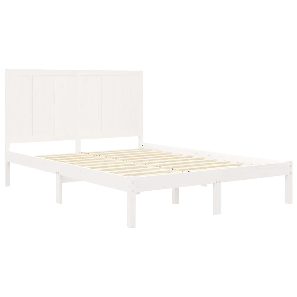 Estrutura de cama 140x190 cm madeira de pinho maciça branco