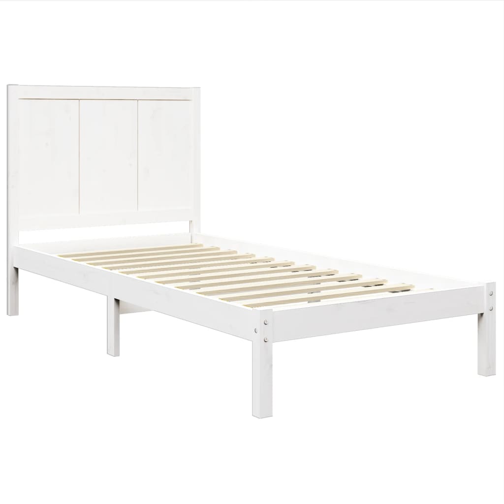 Estrutura de cama 100x200 cm pinho maciço branco