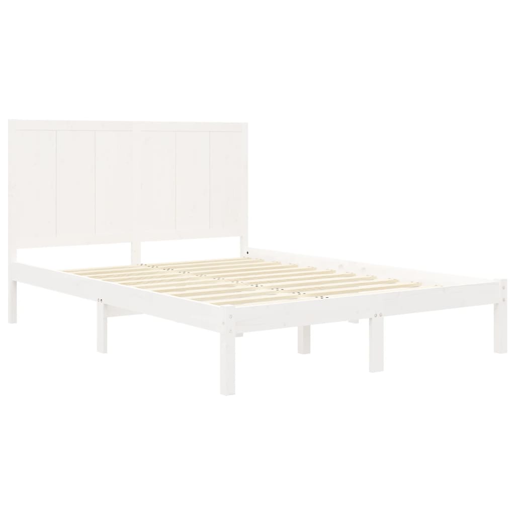 Estrutura de cama 140x200 cm madeira de pinho maciça branco