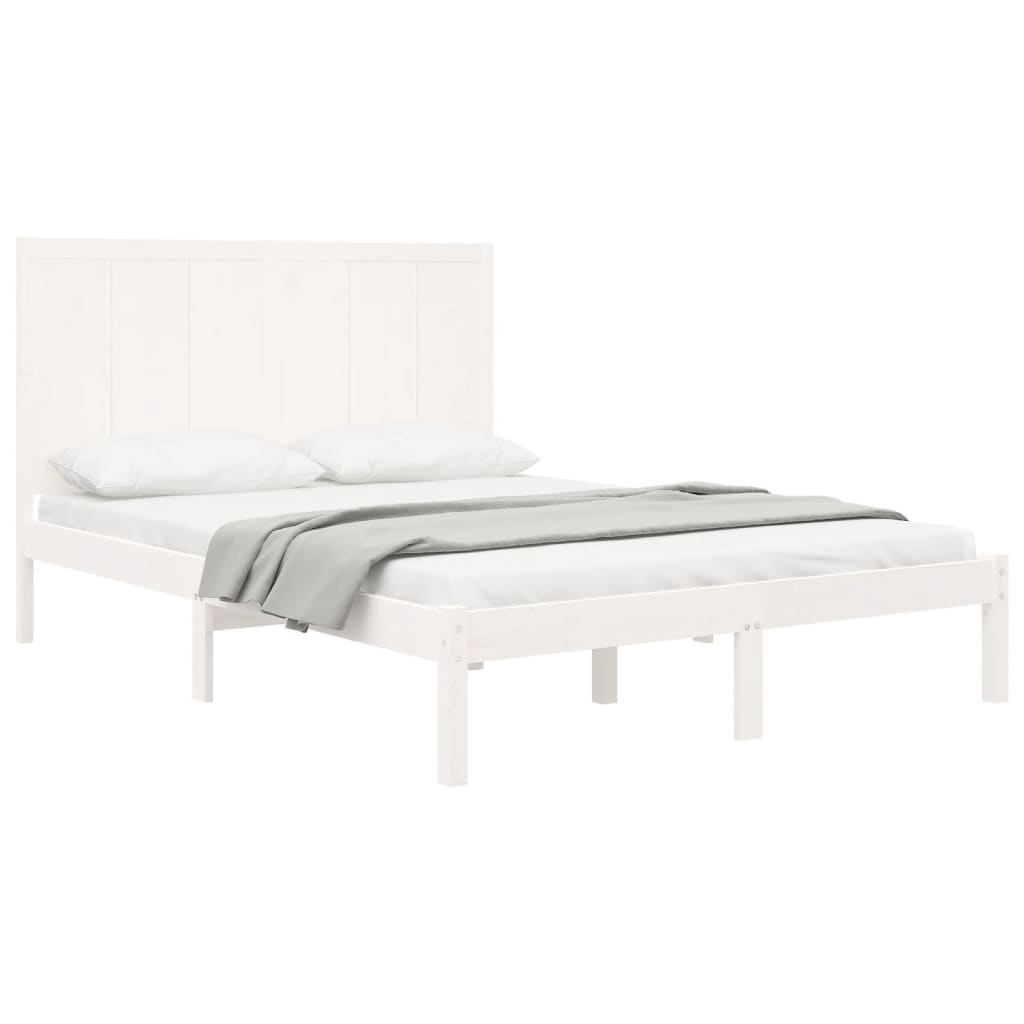 Estrutura de cama king 150x200 cm pinho maciço branco