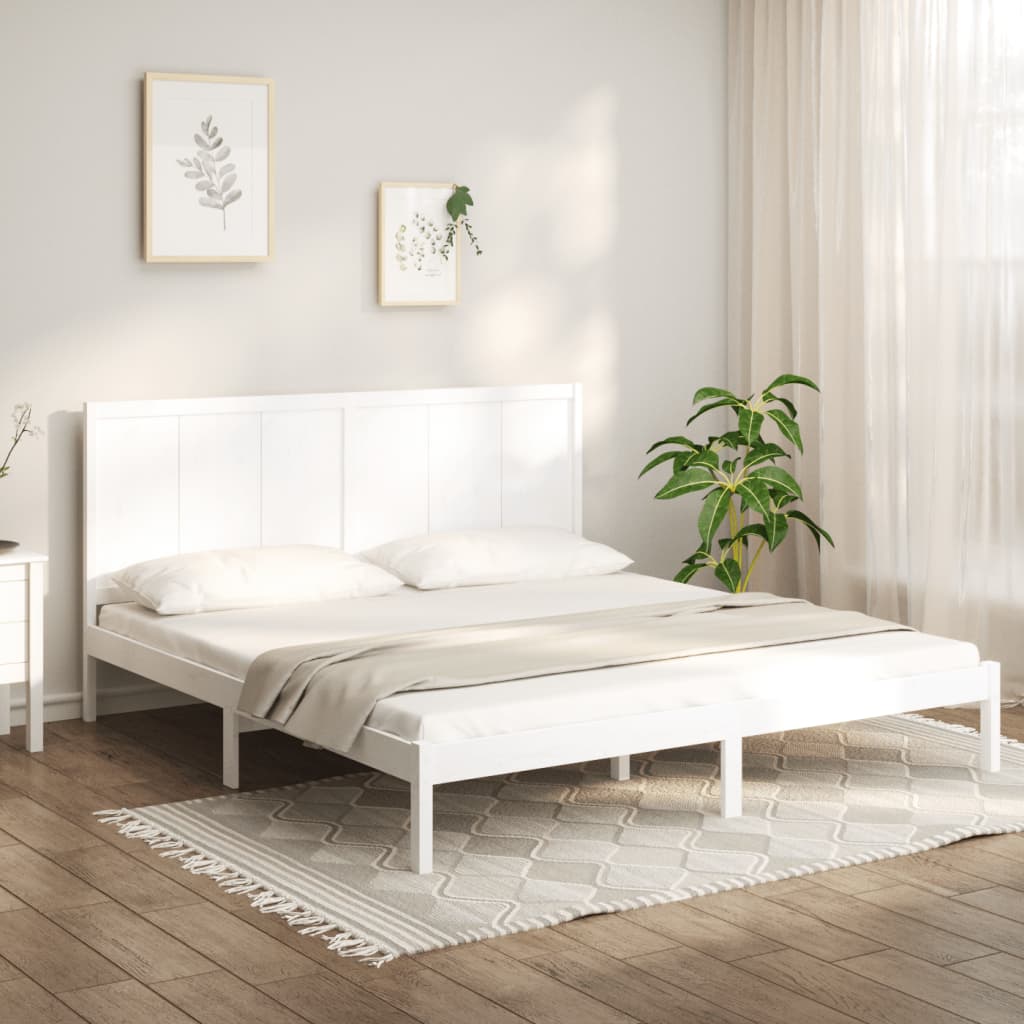 Estrutura de cama super king 180x200 cm pinho maciço branco