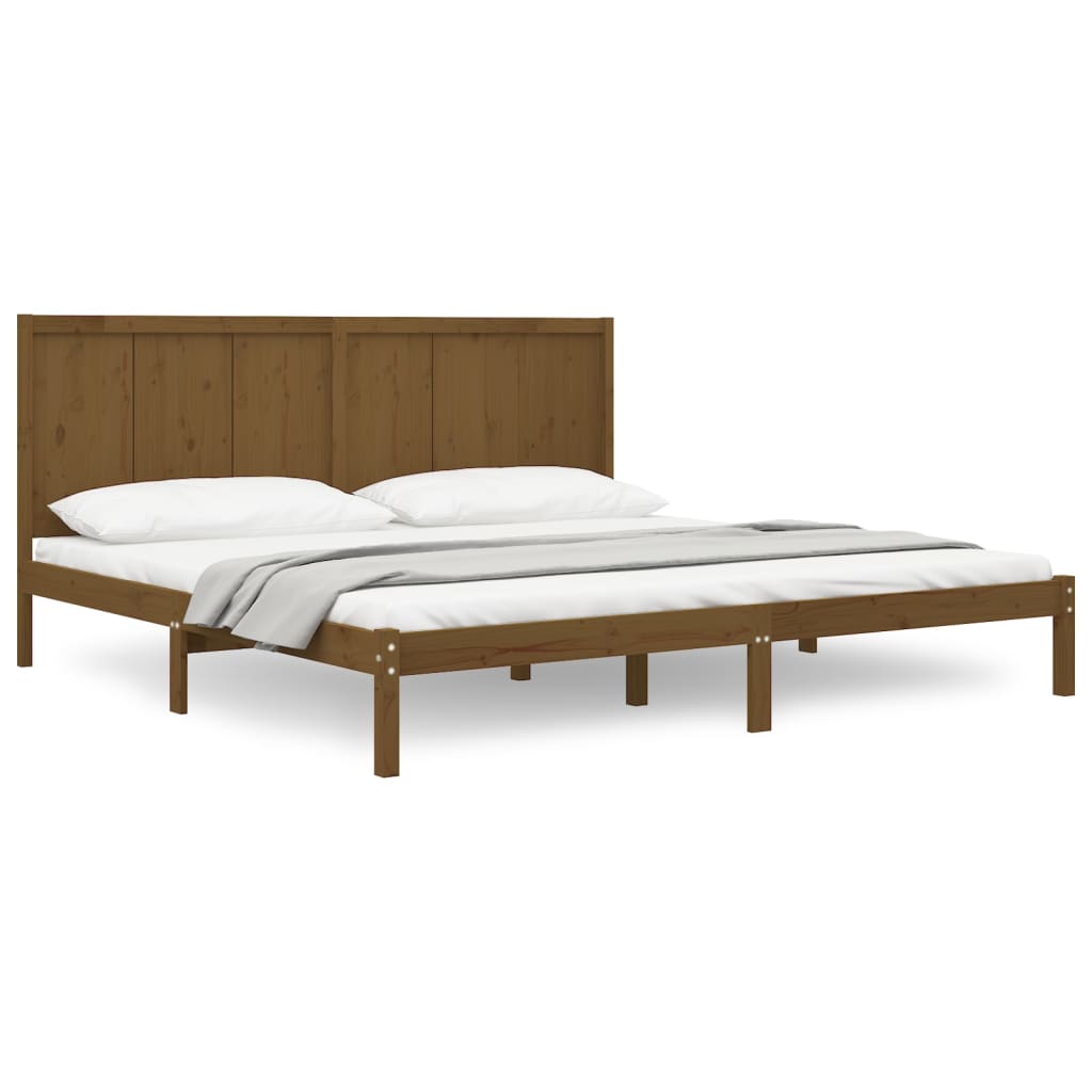 Estrutura de cama 200x200 cm pinho maciço castanho mel