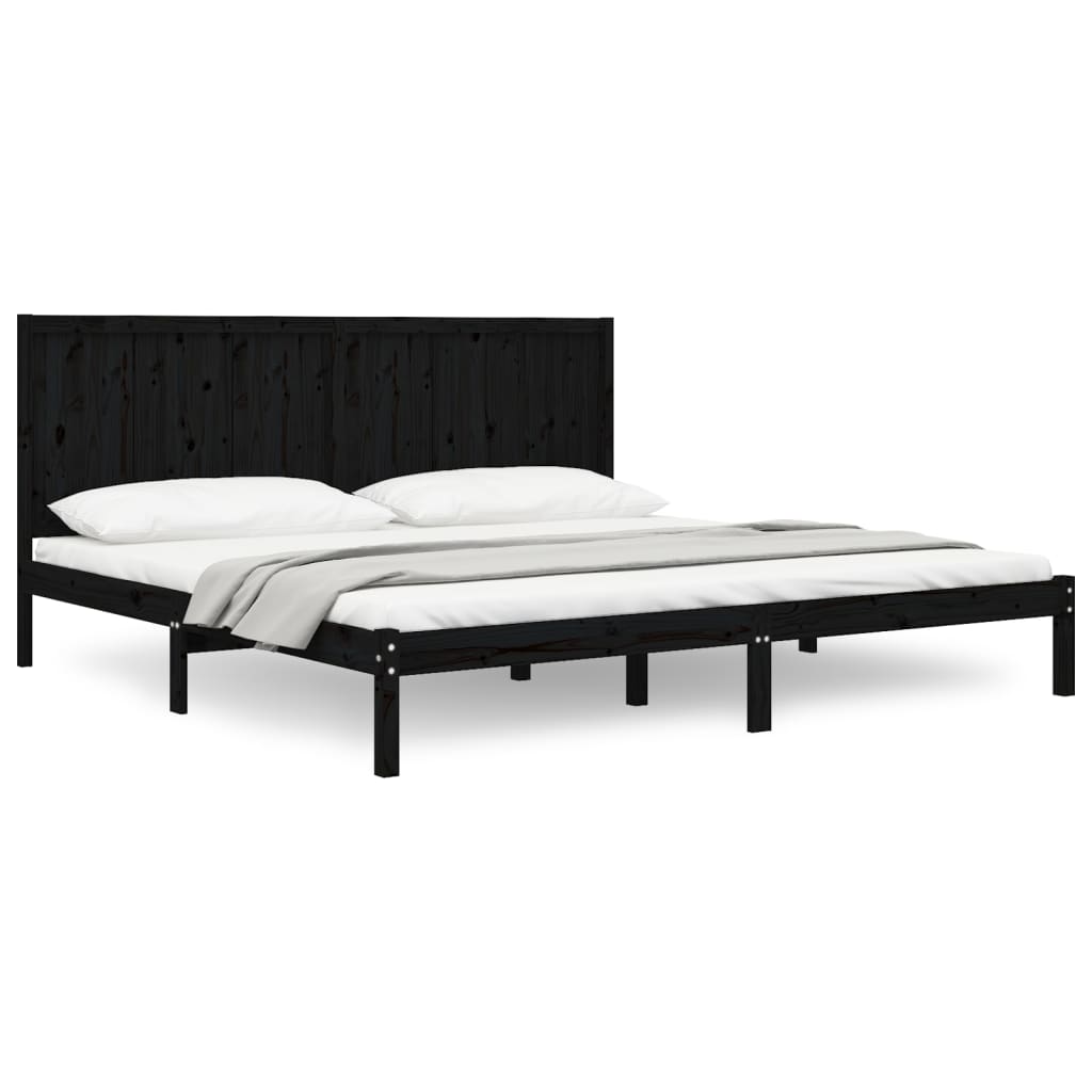 Estrutura de cama 200x200 cm pinho maciço preto