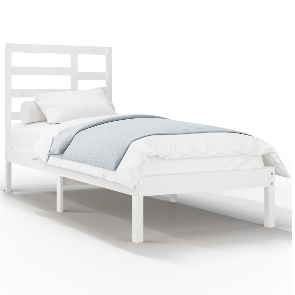 Estrutura de cama solteiro 90x190 cm madeira maciça branco