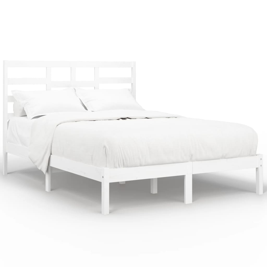 Estrutura de cama 140x190 cm madeira maciça branco