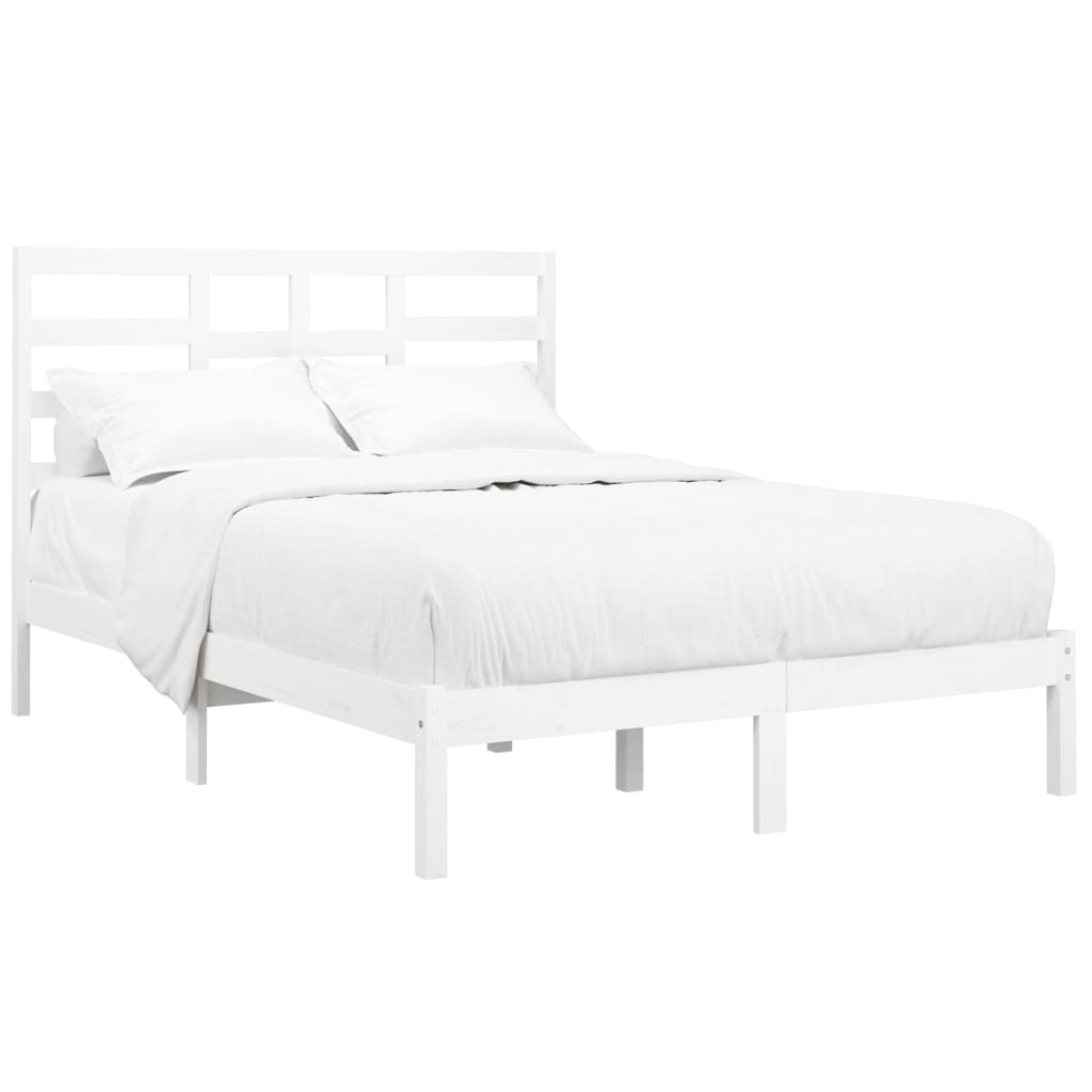 Estrutura de cama 140x190 cm madeira maciça branco