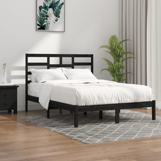 Estrutura de cama 140x190 cm madeira maciça preto