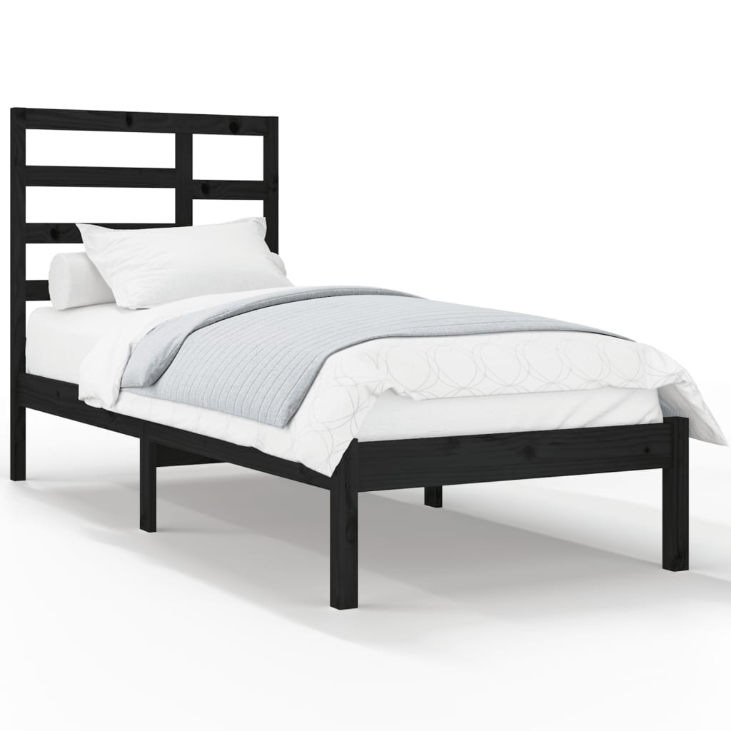 Estrutura de cama 90x200 cm madeira maciça preto